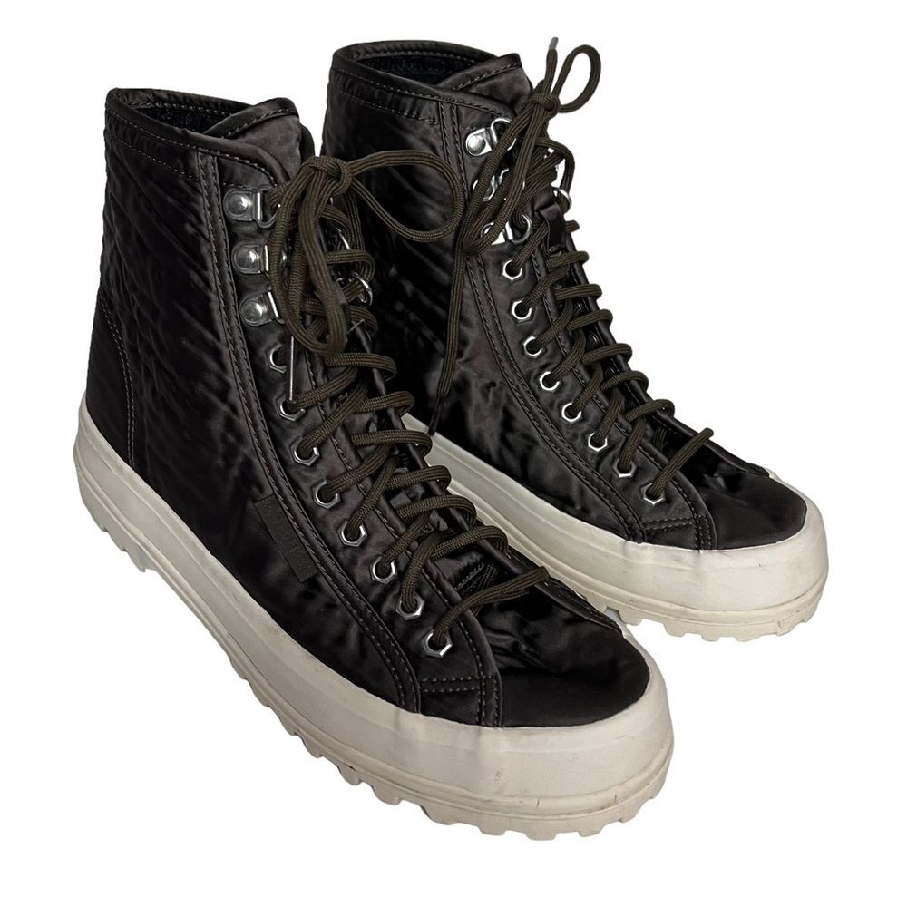 Superga High Top 2787 Nylon Stacked Sneakers In Taupe/Brown Size 7.5
